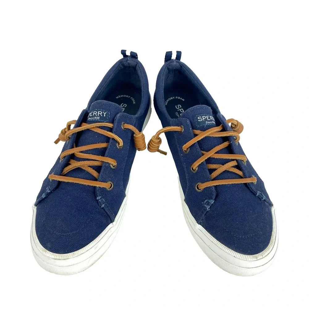 Sperry Top-Sider Canvas Sneakers Womens 6.5 Crest Vibe Navy Blue Boat Shoes LKNU